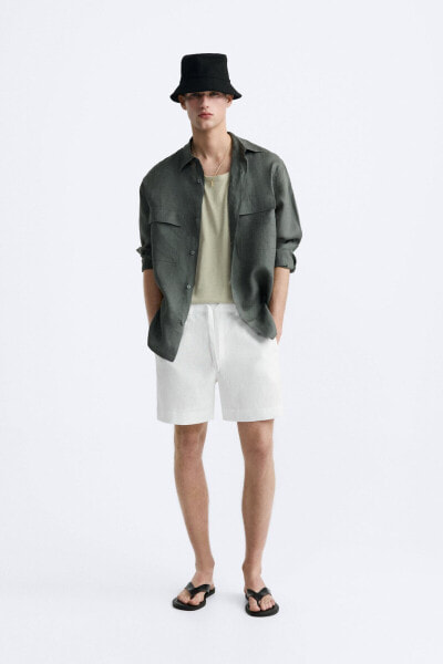 100% linen bermuda shorts