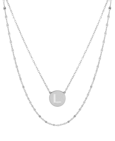 Initial Disc Layered Pendant Necklace in Sterling Silver, Created for Macy's