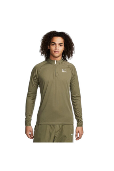 Sportswear Air Çeyrek Fermuarlı Polyester Örgü Yeşil Erkek Koşu Üst