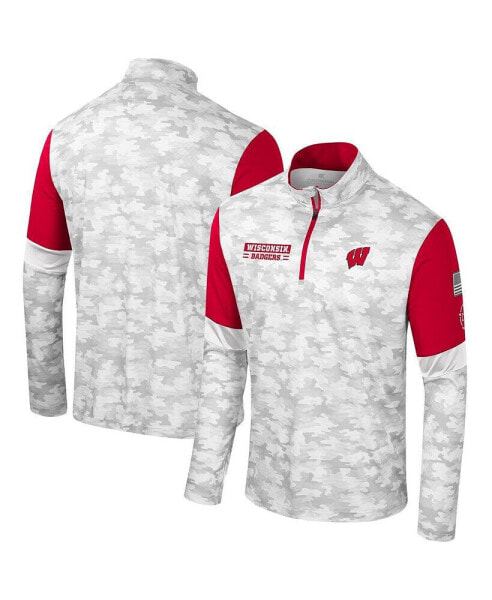 Men's Camo Wisconsin Badgers OHT Military-Inspired Appreciation Tomahawk Quarter-Zip Windshirt