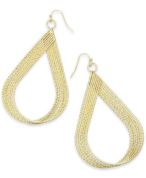 Gold-Tone Diamond-Cut Multi-Row Twisted Tear-Shape Drop Earrings, Created for Macy's
