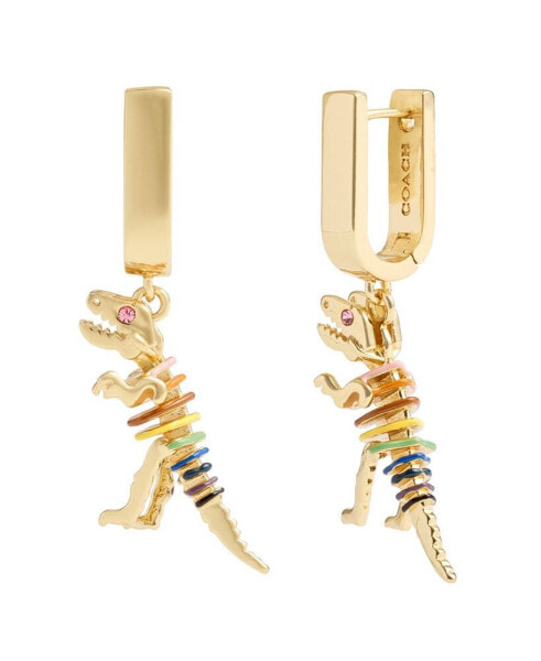 Faux Stone Signature Rainbow Rexy Charm Huggies