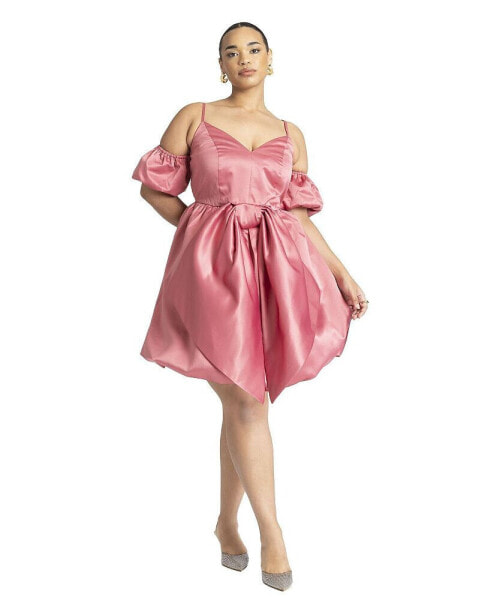 Plus Size Dramatic Bow Mini Dress - 16, Rose Wine