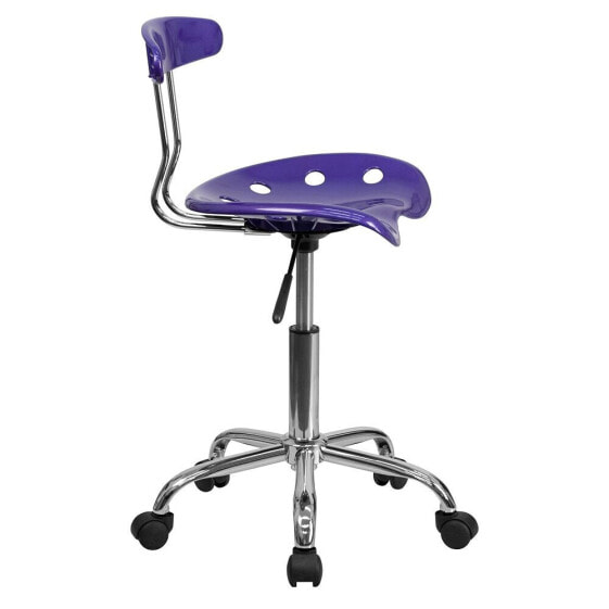 Vibrant Violet And Chrome Swivel Task Chair With Tractor Seat