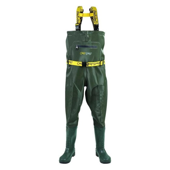 Вейдеры CARP SPIRIT CS PVC Утепленные 0.8 мм, сапоги снаружи, эластичные подтяжки, водонепроницаемый карман - Рыболовный костюм