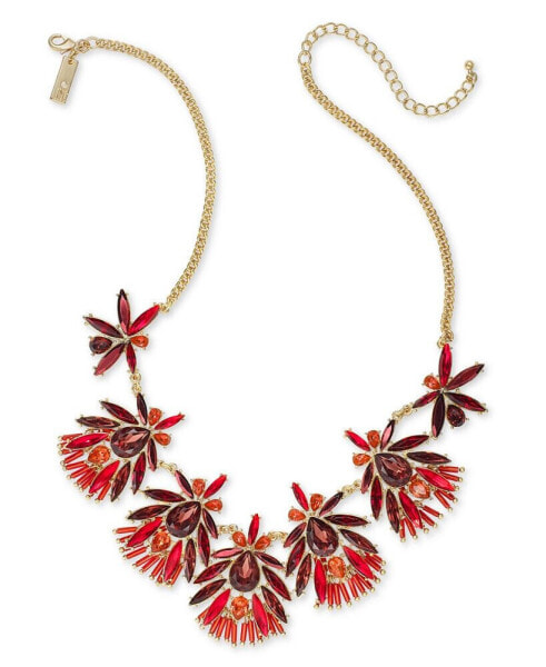 Gold-Tone Crystal Flower Necklace, 17"+3 extender, Created for Macy's