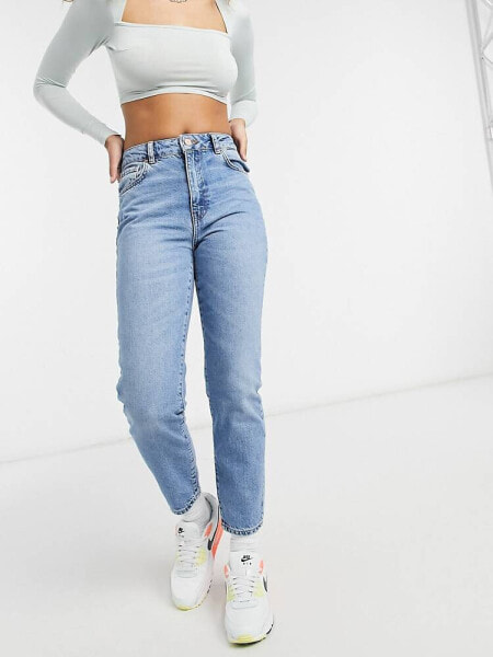 Noisy May Premium Isabel mom jeans in light blue denim