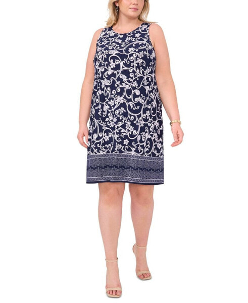 Plus Size Printed Keyhole Shift Dress