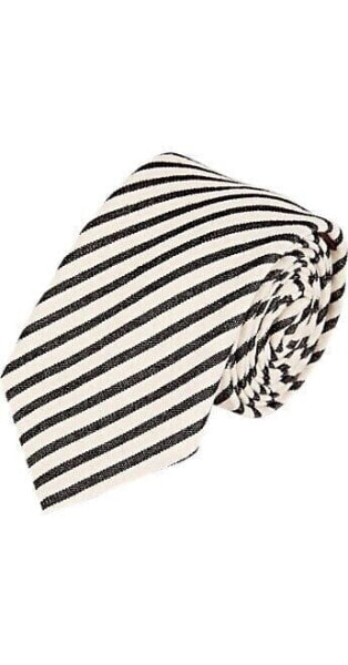 Alexander Olch white and charcoal diagonal stripe plain-weave cotton necktie