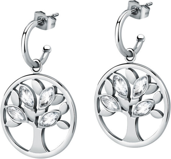 Charming 2in1 steel earrings with crystals Tree of Life Vita SATD18