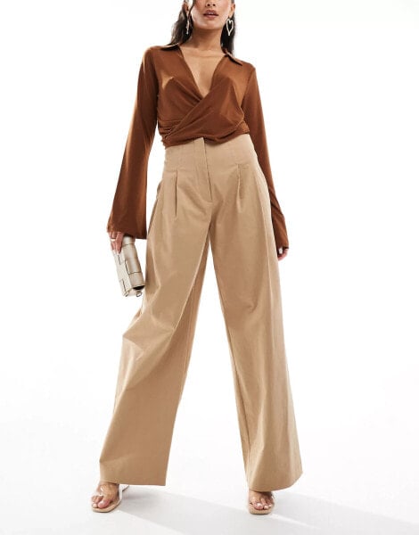 River Island wide leg trouser in beige