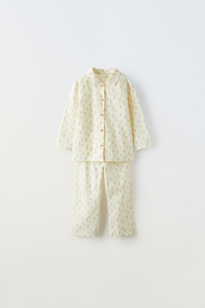 2–6 лет/ пижама из ткани с цветочным принтом ZARA