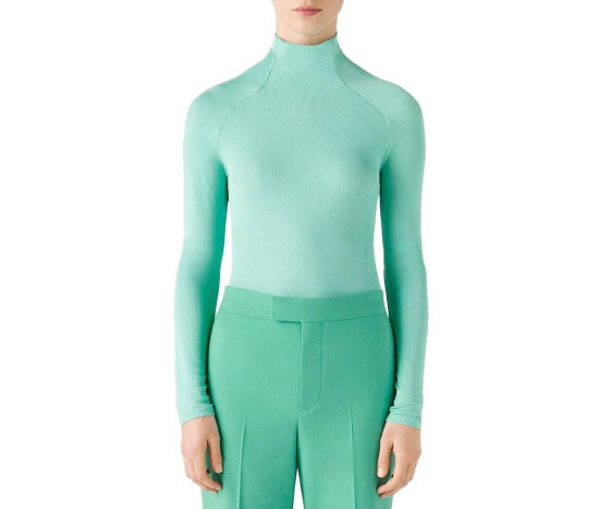 St. John 284302 Women Ribbed Turtleneck Top size S Aqua