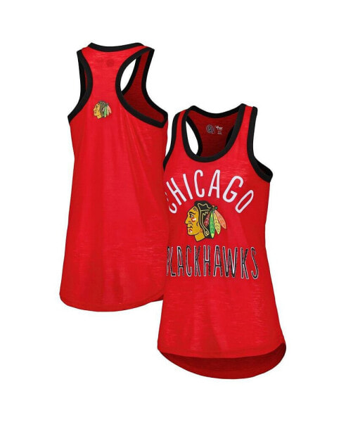 Women's Red Chicago Blackhawks First Base Racerback Scoop Neck Tank Top