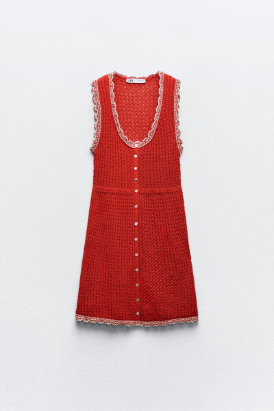 Мини-платье из перфорированного трикотажа ZARA