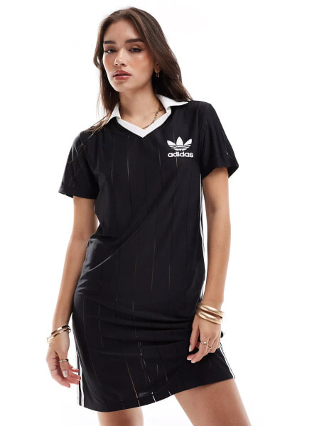 adidas Originals Adicolor 3-stripes pinstripe dress in black