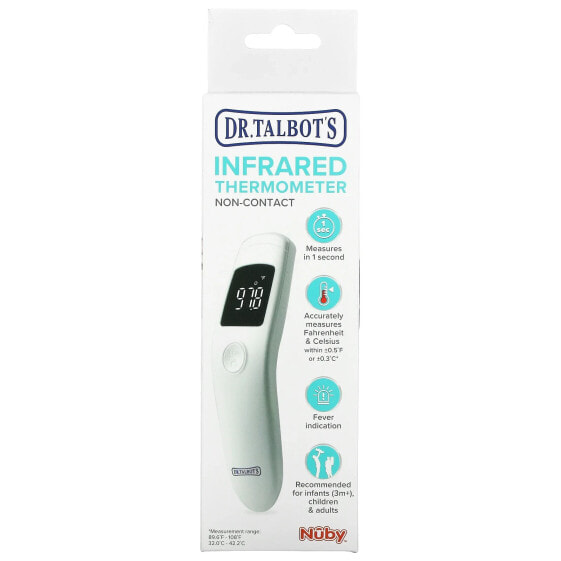 Infrared Thermometer, Non-Contact, White, 1 Thermometer