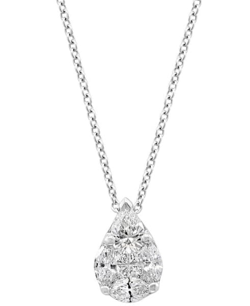 EFFY® Diamond Pear Shaped Cluster 18" Necklace (3/4 ct. t.w.) in 14k White Gold