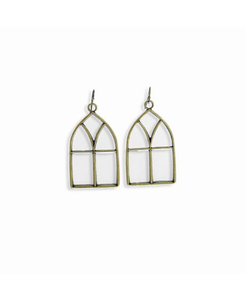 Stained Glass Statement Earrings Antique Gold