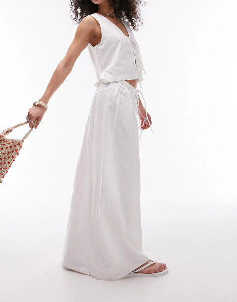 Topshop co-ord linen blend beach maxi skirt in white