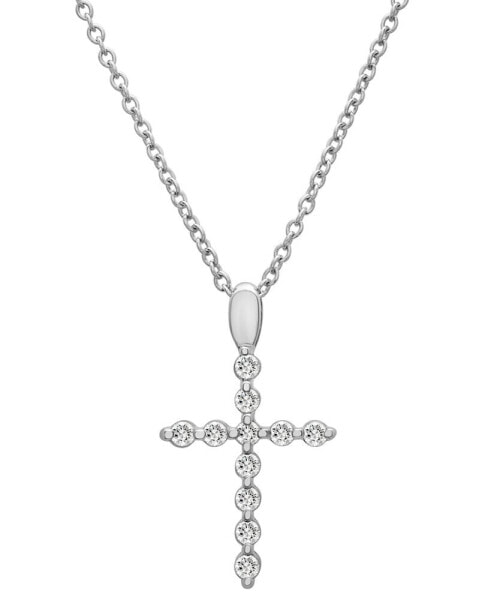 Diamond Cross Pendant Necklace (1/6 ct. t.w.) in Platinum, 18" + 2" extender, Created for Macy's