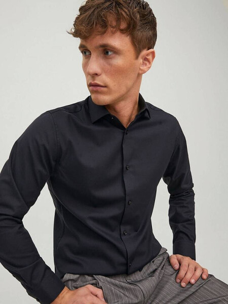 Jack & Jones – Langärmliges Hemd in Schwarz