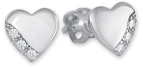 White gold earrings Hearts with crystals 239 001 01071 07