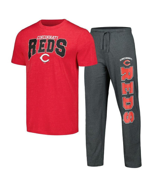 Men's Charcoal, Red Cincinnati Reds Meter T-shirt and Pants Sleep Set