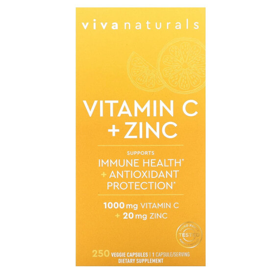 Витамин C и цинк капсулы 250 штук от Viva Naturals