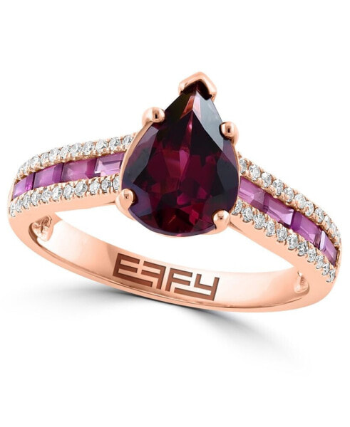 EFFY® Rhodolite (2-1/2 ct. t.w.) & Diamond (1/6 ct. t.w.) Statement Ring in 14k Rose Gold