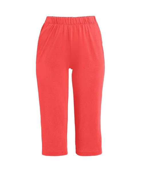 Women's Sport Knit High Rise Elastic Waist Capri Pants