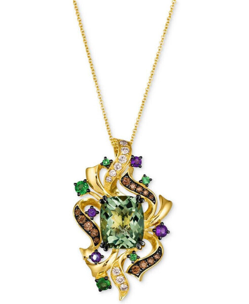 Crazy Collection® Multi-Gemstone (5-1/5 ct. t.w.) & Diamond (1/2 ct. t.w.) Cluster Pendant Necklace in 14k Gold, 18" + 2" extender