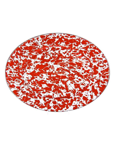 Red Swirl Enamelware Collection 16" x 12" Oval Platter