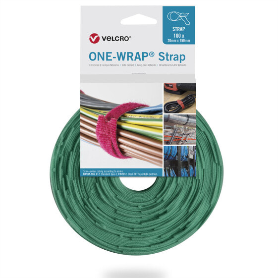 VELCRO ONE-WRAP - Releasable cable tie - Polypropylene (PP) - Velcro - Green - 300 mm - 25 mm - 100 pc(s)