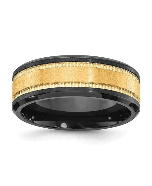 Black Zirconium Brushed Yellow IP-plated Center Band Ring