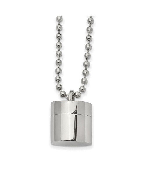 Chisel polished Capsule that Opens on a Ball Chain Necklace