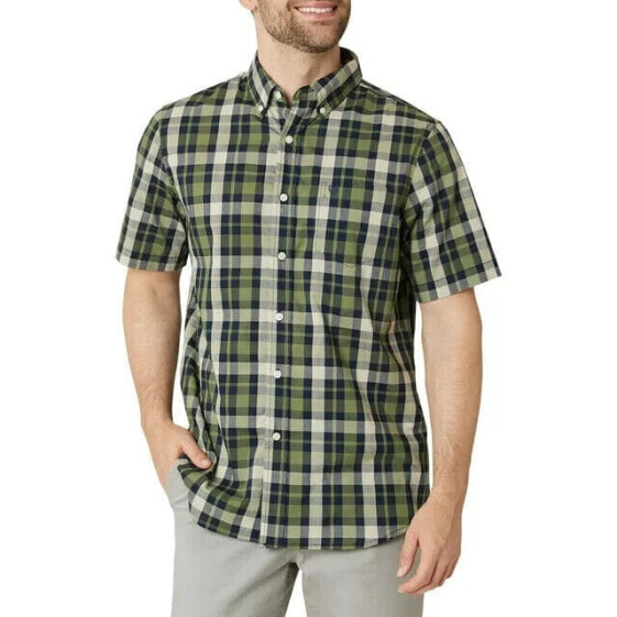 Chaps Shirt Men's XS Green Plaid Woven Short Sleeve Collared Classic Button-Down