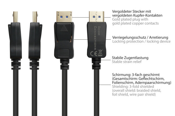 Good Connections DP20-030 - 3 m - DisplayPort - DisplayPort - Male - Male - 3840 x 2160 pixels