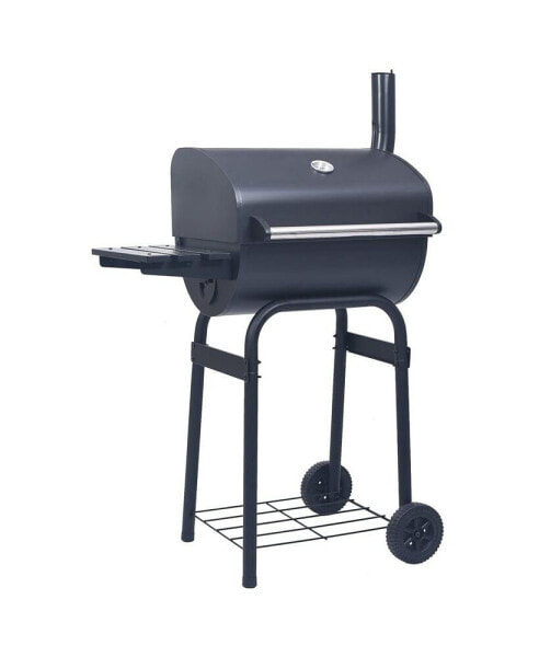 Charcoal BBQ Grill Smoker with Bottom Shelf Black