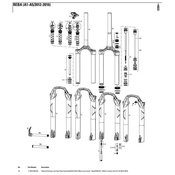 Вилка с амортизатором возврата ROCKSHOX SID 26´´ 120 мм Rebound Damper+Sealhead Assembly+Shaft Bolt