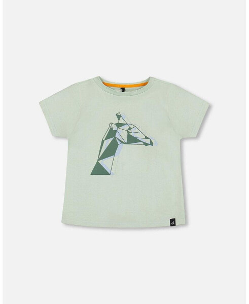 Boy Organic Cotton T-Shirt With Print Mint - Child