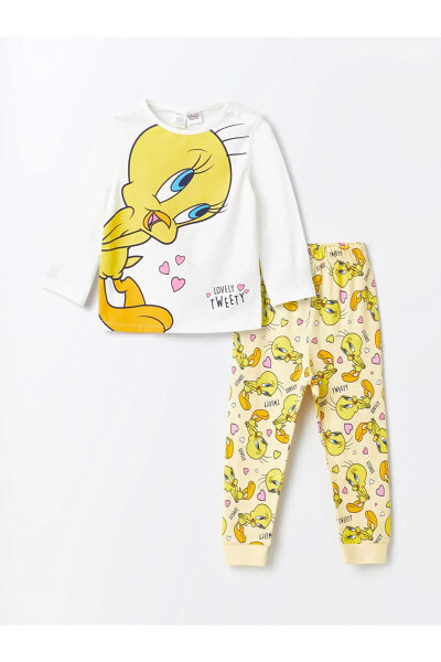 Tweety Baskılı Kız Bebek Pijama Takımı