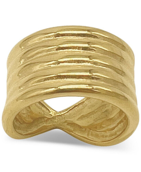 14k Gold-Plated 5-Row Tall Sculpted Band Ring