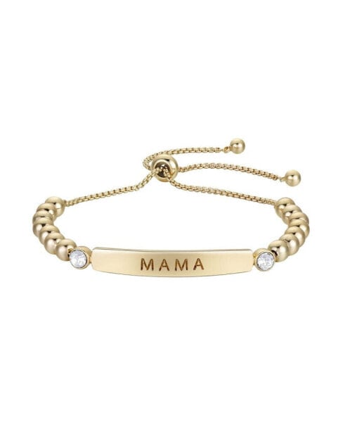 Gold Flash Plated "Mama" Bar and Bead Bolo Bracelet