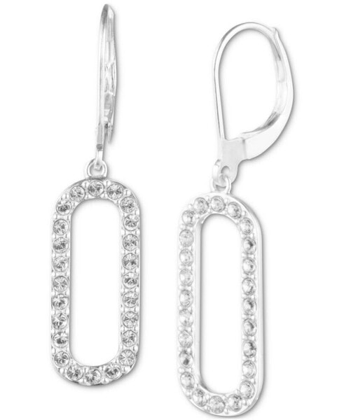 Crystal Pavé Link Leverback Drop Earrings in Sterling Silver