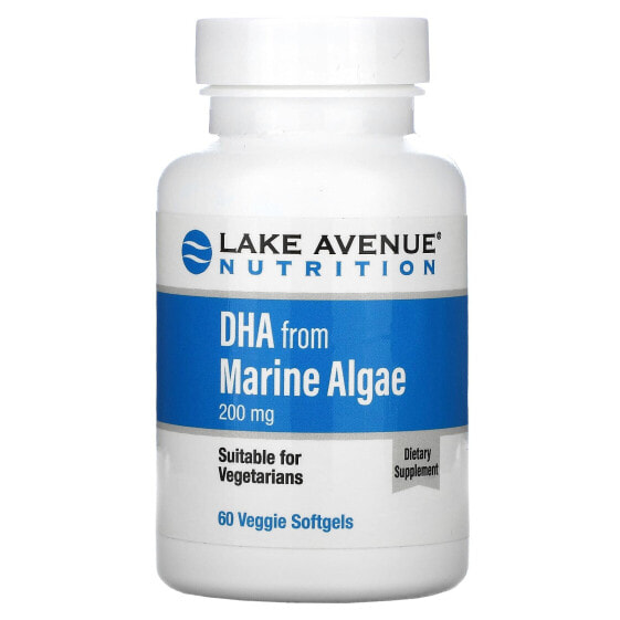 Омега DHA из морских водорослей, 200 мг, Веганские капсулы 60 штук от Lake Avenue Nutrition