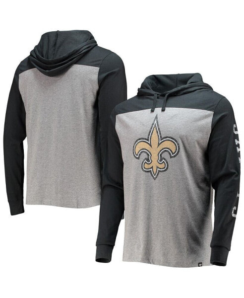 Men's Heathered Gray, Black New Orleans Saints Franklin Wooster Long Sleeve Hoodie T-shirt