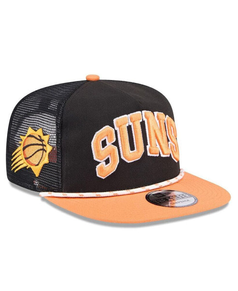 Men's Black/Orange Phoenix Suns Throwback Team Arch Golfer Snapback Hat
