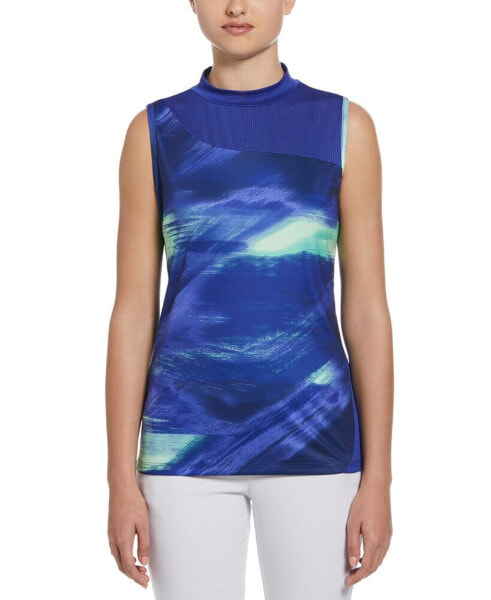 Women's Brushed Abstract Print Sleeveless Golf Shirt