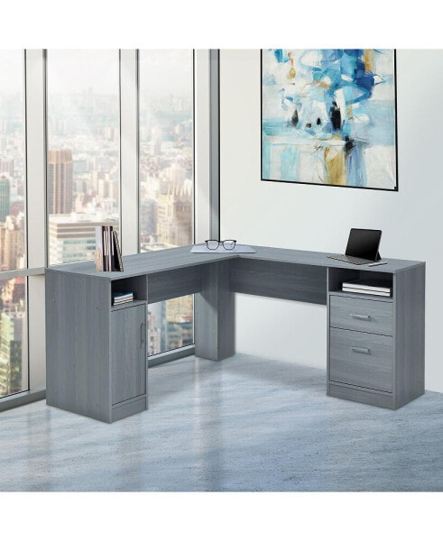 Functional L-Shaped Desk With Storage